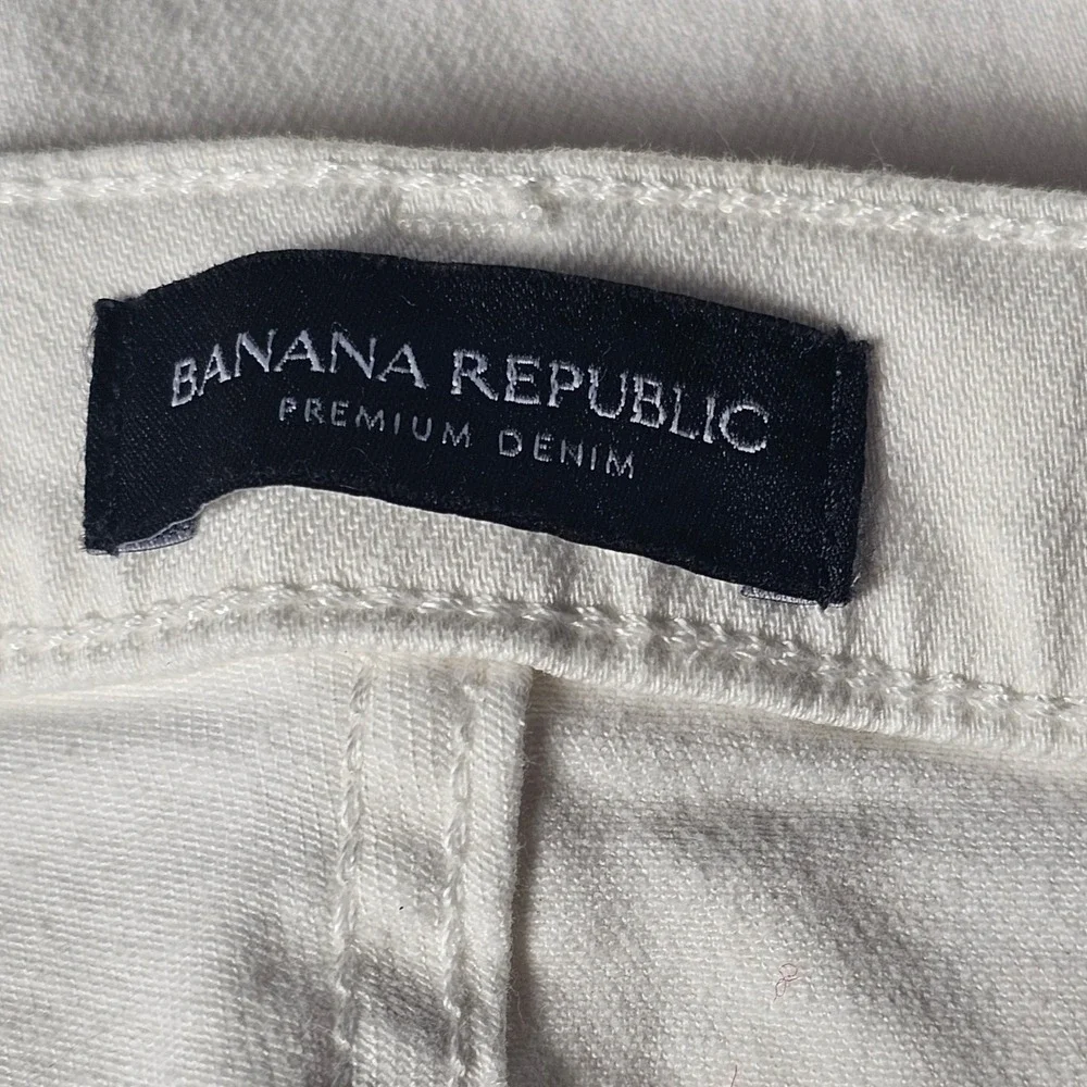 Banana Republic Womens Mid-Rise Skinny Jeans White Premium Denim 35 550592-00-1